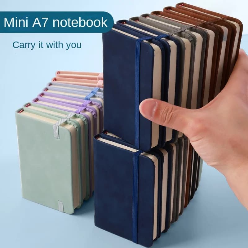 Mini-Buch, A7, kleines Notizbuch, tragbar, tragbar, Notizblock, kleine Tasche, Hautgefühl, Leder, wasserdicht, Notizen, Schulbedarf