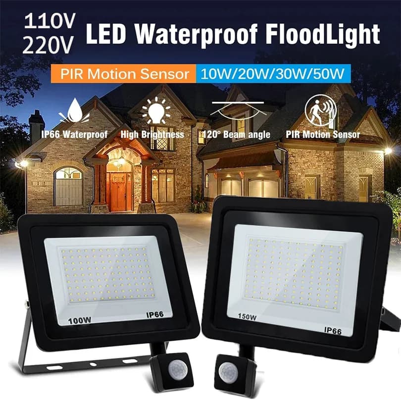 LED Flutlicht Bewegungs sensor ac220v ac110v 10w-300w wasserdichter Außen projektor Außen scheinwerfer Außen lampe Wand reflektor