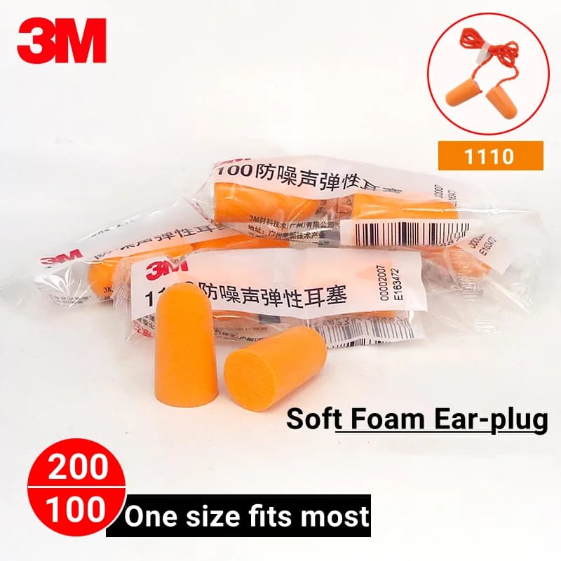 3M-Ohrstöpsel, 1100 1110, 2er-Pack, Schaumstoff-Gehörschutz, geräuschbeständig, kein Reißen, Anti-Schmutz, gute Belastbarkeit, Arbeit, Studium,
