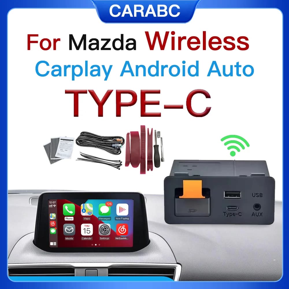 TYPE-C Für Mazda P2.1 Kabelgebundener oder P3.1 Kabelloser Carplay Android Auto Adapter Demio Miata USB HUB 2 3 6 CX3 CX5 CX8 CX9 Nachrüstkit