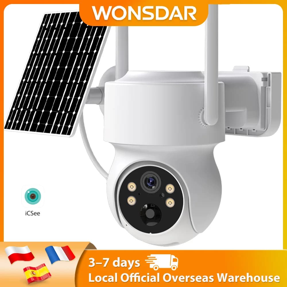 WONSDAR Eingebaute Batterie WiFi PTZ Outdoor Wireless Solar IP Kamera HD Video Überwachung Kamera Lange Zeit Standby iCSee