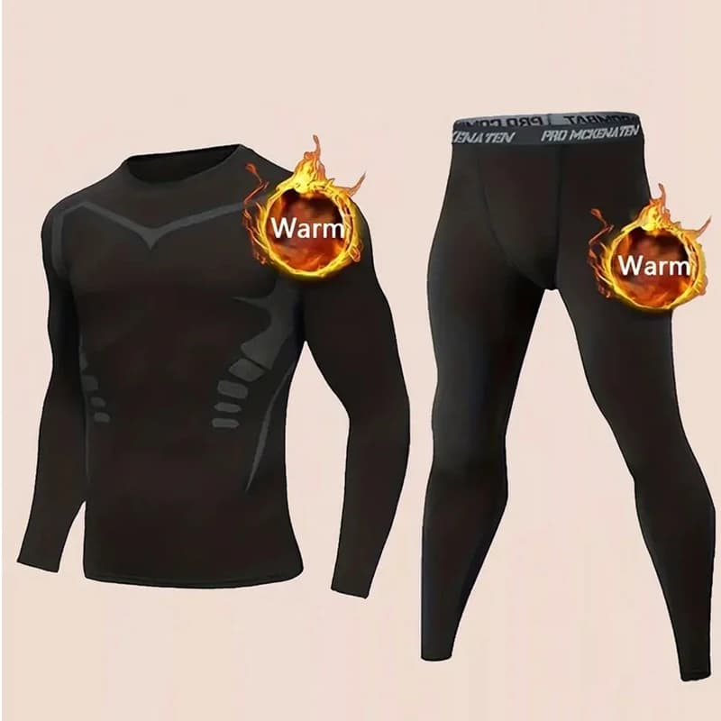 2 Stück Herren Grafik druck Sport hemden & Hosen, Kompression hochela tische Basis schicht Sets, Fleece warme Tops & Hosen