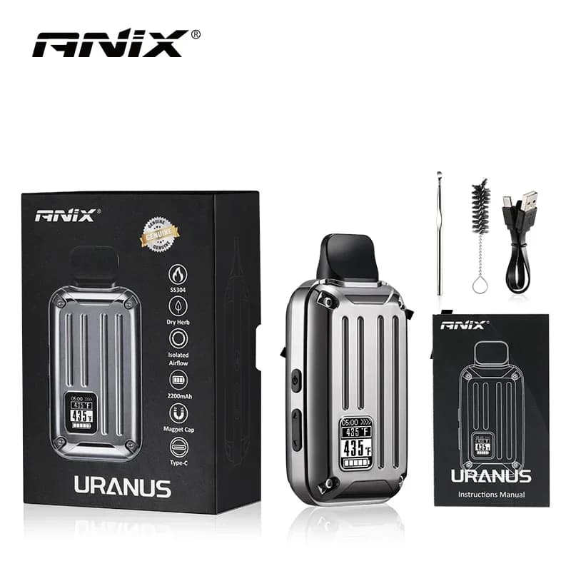 Trockenkräuter-Verdampfer ANIX Uranus Vape Pen 2200 mAh Akku Tragbares elektronisches Zigaretten-Set OLED-Display Kräuter-Rauch-Vaper