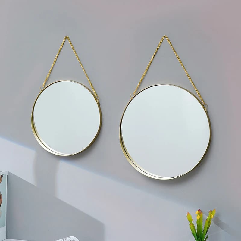 Dekorativer Spiegel, nordischer runder Wandspiegel aus Schmiedeeisen, für Badezimmer, Schlafsaal, Heimdekoration, Glas-Waschtisch, Make-up-Spiegel