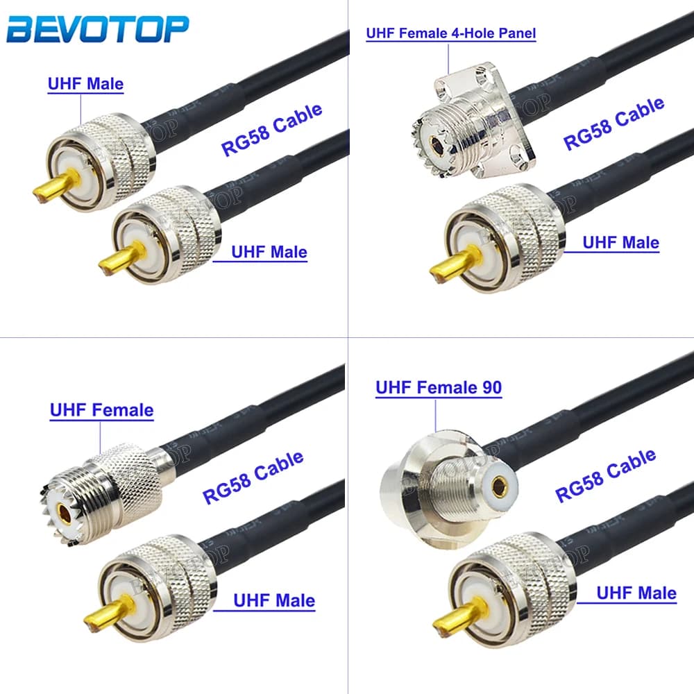 1 Stück RG58 PL259 UHF-Stecker auf SO239-Buchse UHF-Stecker/Buchse-Verbinder RG-58 RF Koaxialkabel mit Geringer Verlustrate für CB-Funk
