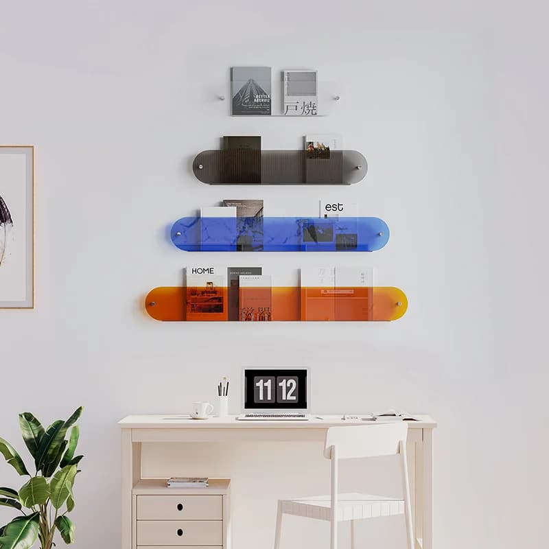 Transparentes, an der Wand montiertes Acryl-Bilderregal für Kinder, Bilderbücher, Zeitschriften und Schallplattenregale, Büro, Stanzen, kostenloses
