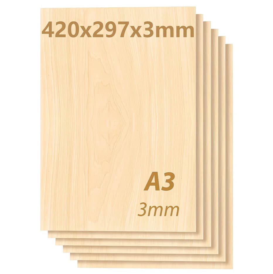 Dofiki 10/20/40/80/100 Stück A3-Sperrholz, Linden-Laser-Sperrholz für Lasergravur, Malerei, Modellbau 420 x 297 x 3 mm