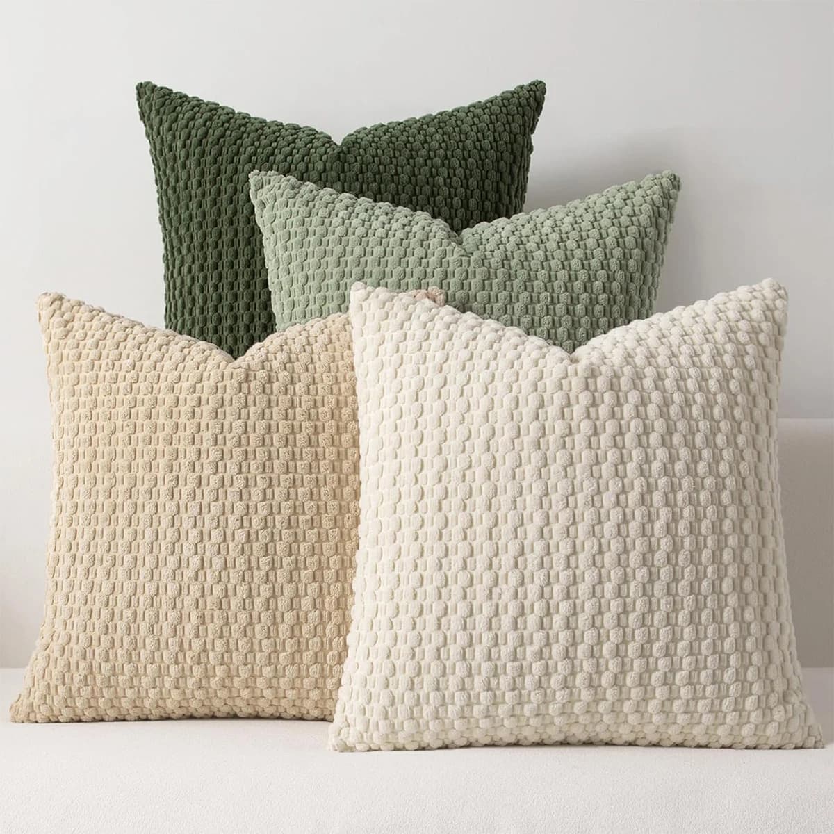 1 Stück weicher Kissenbezug im Boho-Stil, modernes doppelseitiges Design, Farmhouse Neutral Dekorativer Wohnraumdekor, gestreifter Cord, quadratisch