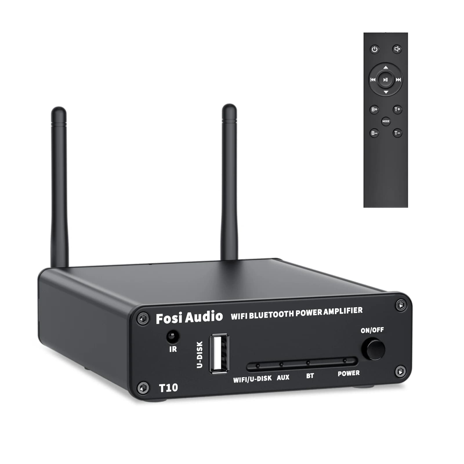 Fosi Audio T10 100W HiFi-Verstärker Stereo-Sound Audio-Verstärker mit Wi-Fi 2.4G Bluetooth U-Disk APP Fernbedienung TPA3116
