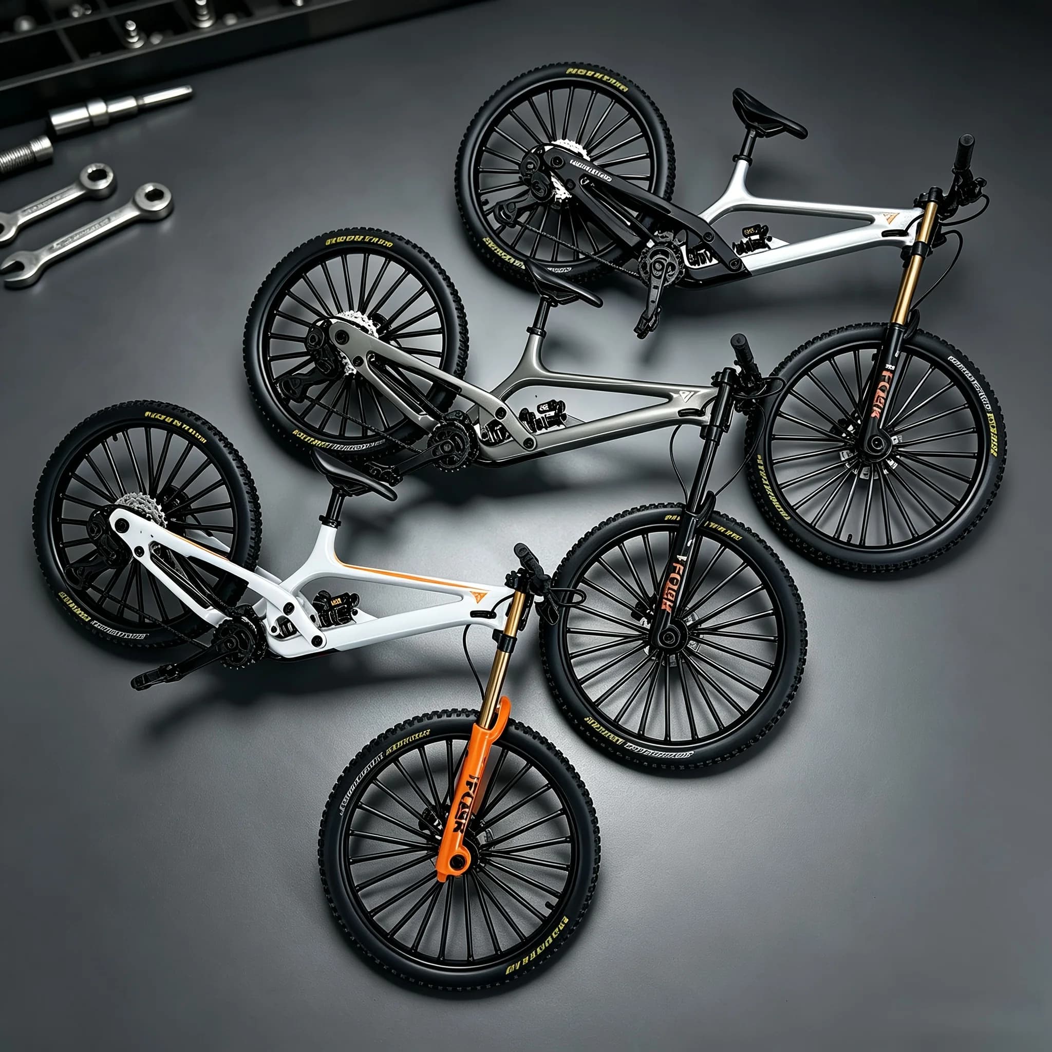 1:8 Maßstab Druckguss-Legierung Downhill MTB Mini-Modell Vollgefedertes Fahrrad Sammlerstück Desktop-Dekoration Geschenk für Radsport-Hobby-Fans