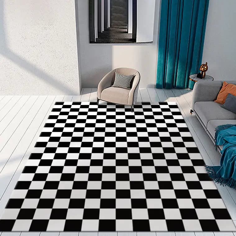 Farbe Schachbrett Plaid Teppiche für Wohnzimmer Dekoration Große Teppiche für Schlafzimmer Dekor Teppich Waschbar Teppich Fußmatten für Zuhause