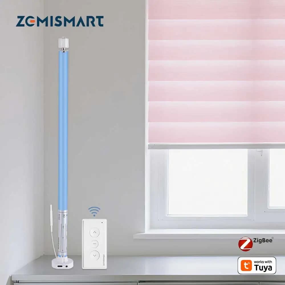 Zigbee-Rollo-Motor für 17 25 28 mm Rohr Zemismart wiederaufladbarer Vorhangmotor, funktioniert mit Tuya-App Alexa Google Home Voice
