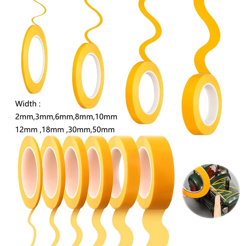 1 stücke 2-50mm Gelb Masking Tape Klebeband Strukturierte Papier Autolack Dekoration Nahtlose Hand Reißen Ohne markierung Für Malerei