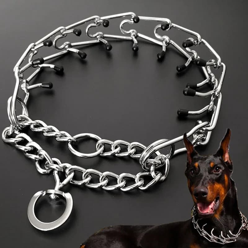 Effektives Pinch-Hundehalsband mit Komfort-Gummispitzen, sicheres, verstellbares, abnehmbares Edelstahl-Stachelhalsband für Haustiere