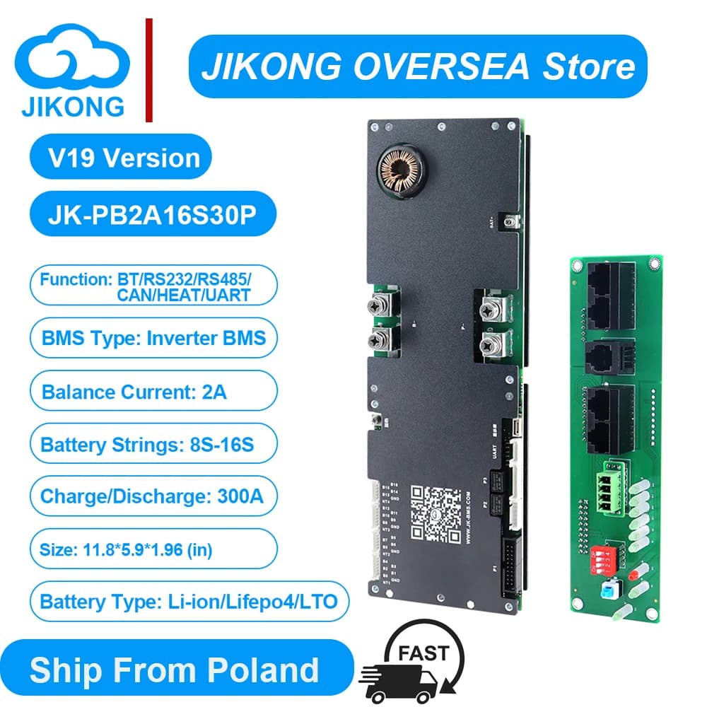 JIKONG V19 Inverter Smart BMS JK-PB2A16S30P 8S-16S 100A 200A LiFePo4 Li-Ion LTO Batterie Haushaltsenergie JKBMS Aktiver Balancer