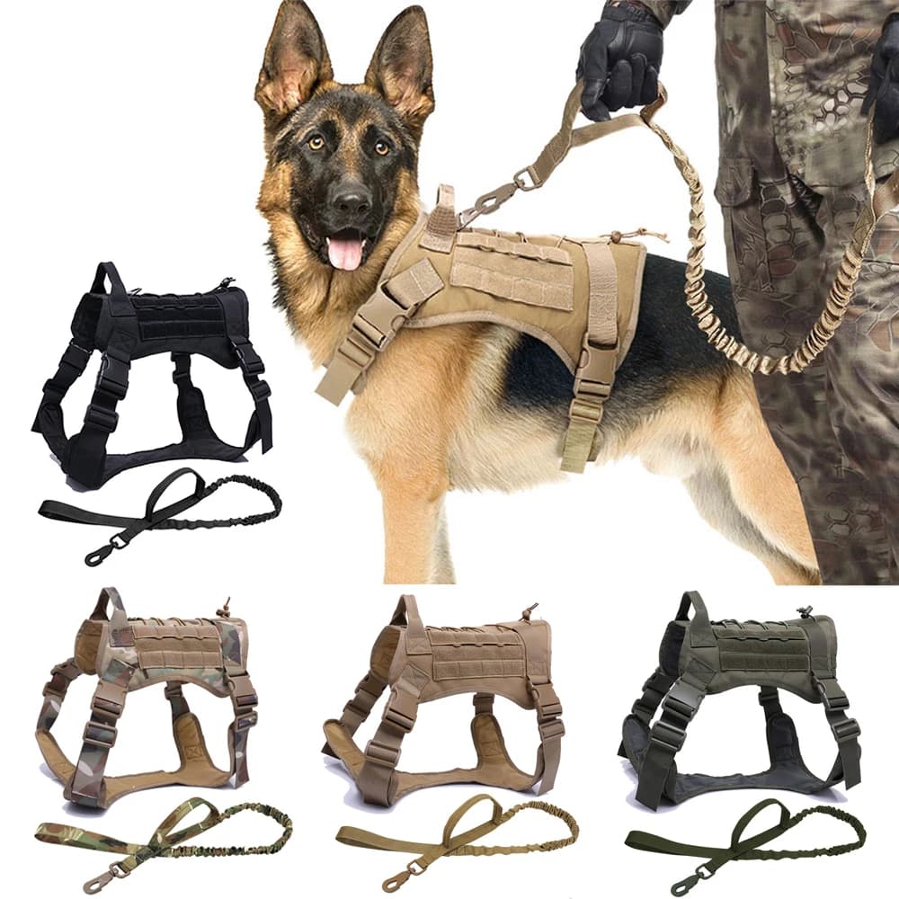 Taktische Hundegeschirre, Haustier-Trainingsweste, militärisches Hundegeschirr, Leine, Halsband für kleine, mittelgroße und große Hunde,