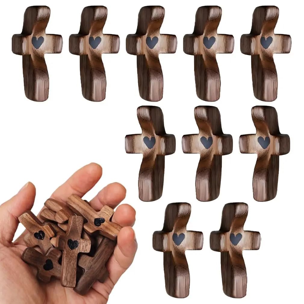 Mein Herz |   Ermutigungsgeschenk, Holzkreuze über mein Herz, Geschenk für Taschenkreuze, Geschenke zur Stressabbau mit Fingerspitze, Geschenke für