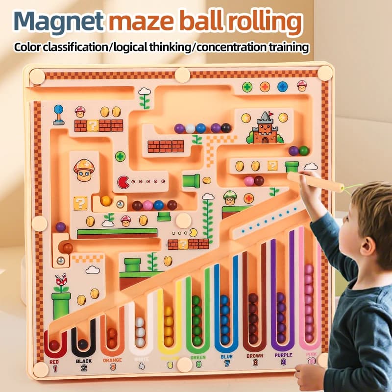 Ein magnetisches Labyrinth-Puzzle-Spielzeug für Kinder, entwickelt für mathematisches und logisches Denken, kognitive Bildung und frühes Lernen,