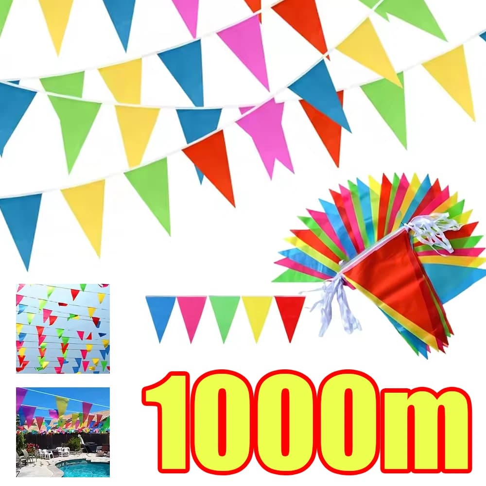 50–1000 mm bunte Wimpel, Banner, Flagge, Dreiecksflagge, Wimpelkette für Outdoor-Eröffnung, Festival, Feier, Hochzeit, Seilparty