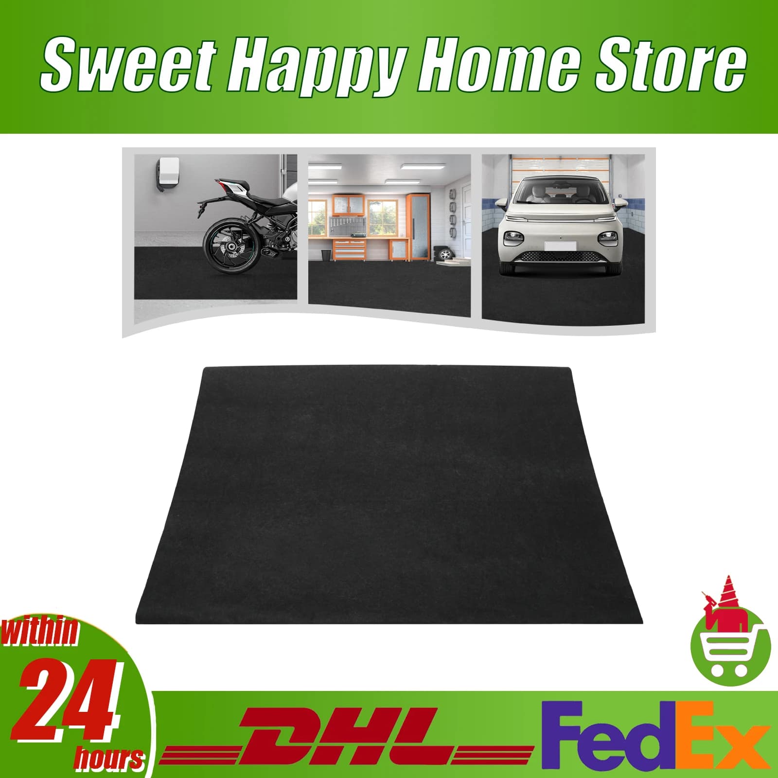 Rutschfeste Garagenmatte aus Vliesstoff, PE, dunkelgrau, wasserdichte Bodenschutzmatte für Garage, Lager, Werkstatt