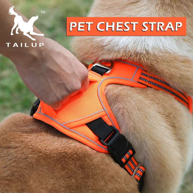 TAILUP No Pull Verstellbares Haustier-Hundegeschirr, kein Choke, einfacher Steuergriff, reflektierende Haustiergeschirrweste für große und