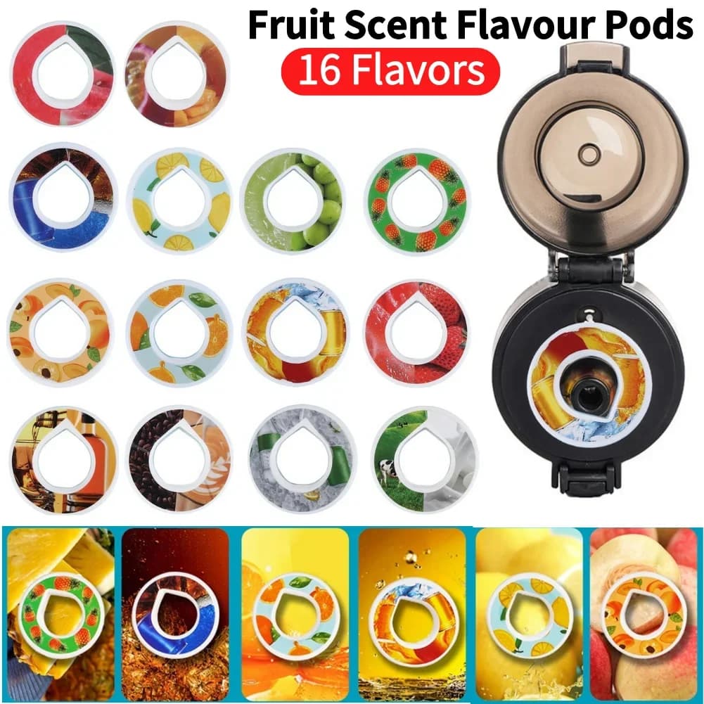 Fruchtduft-Pads, Luftduft, Fruchtgeschmack 0, Zucker-Up-Wasser-Trinkflasche aus Kunststoff, Flawour-Geschmack, Pod-Wasserflaschen, 16