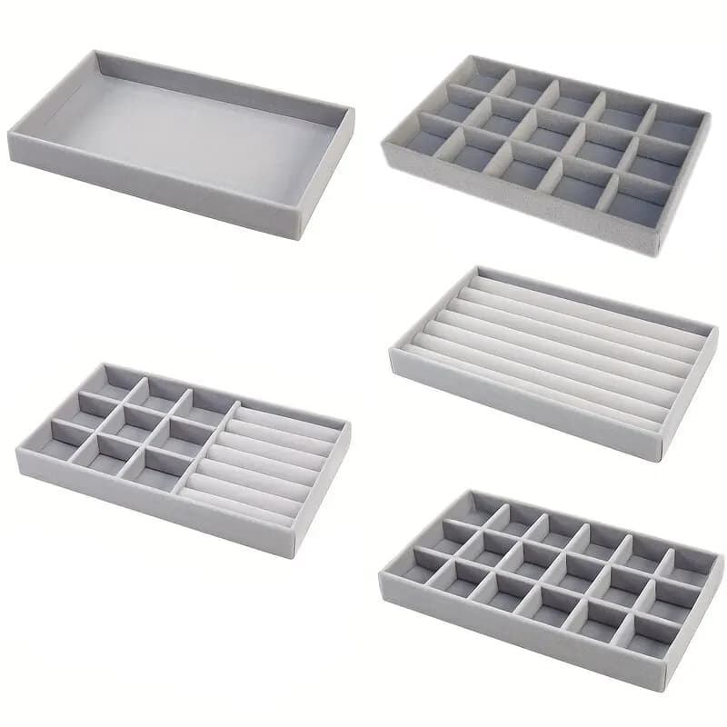 Samt-Schmuck-Display-Tablett, exquisiter Schmuckhalter, tragbar, für Ring, Ohrringe, Halsketten, Organizer, Aufbewahrungsbox, Organizer-Tabletts