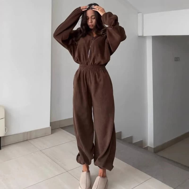 Overalls Frauen Ein Stück Volle Hülse Zipper Overalls Lange Hosen Elastische Hohe Taille Strampler Y2k Streetwear Overall Frühling 2023