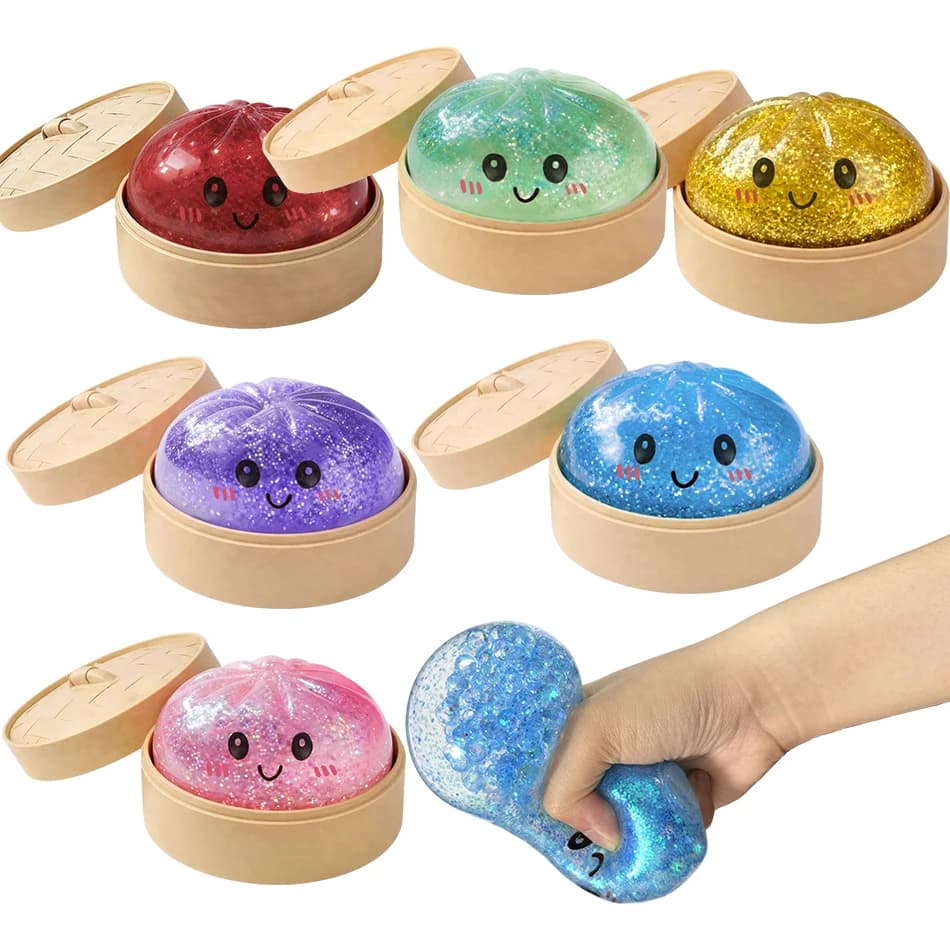 HOT Realistisches Riesen-Knödel-Quetschspielzeug mit Bambus-Dampfgarer, weicher TPR-Teigball, Entspannungs-Fidget-Spielzeug, kreatives lustiges