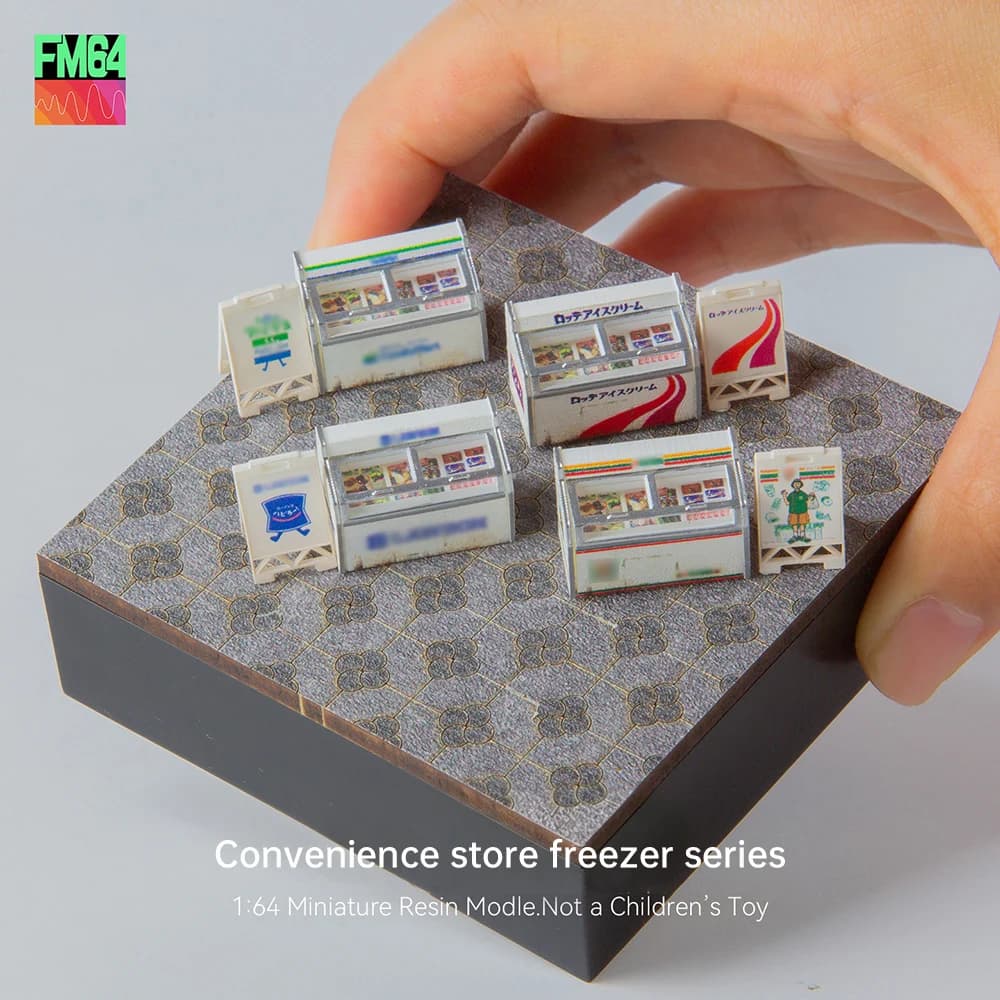 Kicarmod 1:64 Convenience-Store-Gefrierschrank 3D-Druck Harzmodell-Material Miniatur-Szene