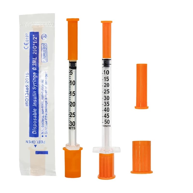 100 Stück 0,5ml 0,3ml Einweg-Insulinspritzen mit Nadel, Steril, Einzeln Verpackt für Tiermedizin