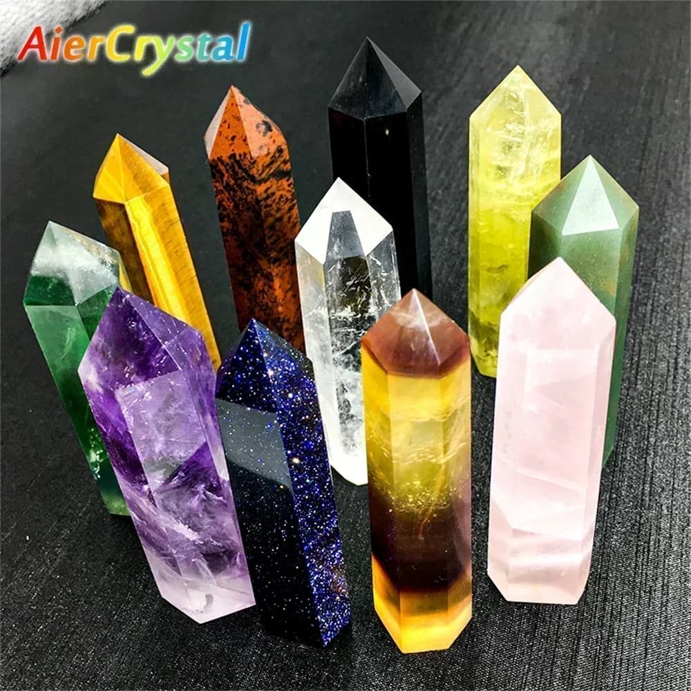 Natürliche Stein und Kristalle Punkt Zauberstab Hexerei Rosenquarz Amethyst Home Decor Mineral Reiki Heilsteine Handwerk Raumdekoration