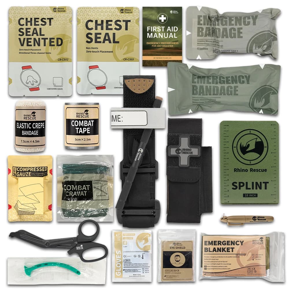Rhino Rescue Trauma Kit, Combat Survival Gear Medizinisches Kit, taktisch für Notfall-Erste-Hilfe, IFAK Nachfüllzubehör