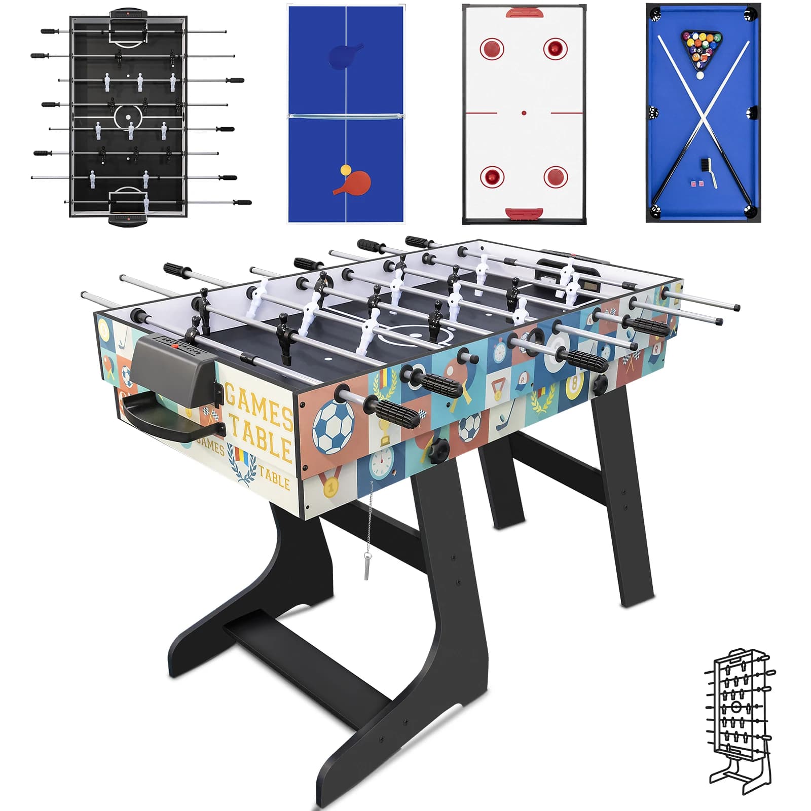 HLC 4-in-1 Multifunktions-Spieltisch, der Tischfußball, Billard, Tischtennis und Airhockey integriert, ideal für Erwachsene und Kinder, es ist das