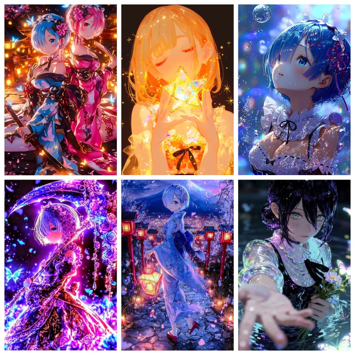 Traumhaftes Anime-Mädchen in Blautönen mit leuchtenden Blättern, Papier-Puzzle, 1000 Teile, Stressabbau, DIY, Heimdekoration, Geschenk