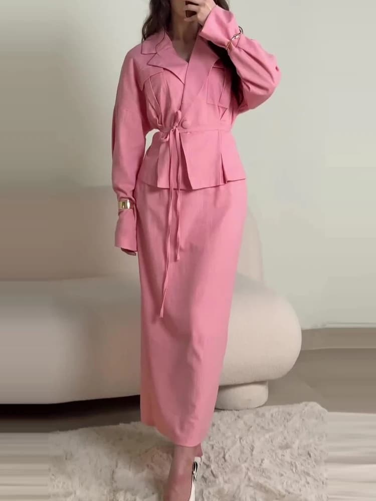 Temperament Hohe Taille Pendeln Sets Casual Revers Langarm Shirts & Halb Röcke Sets Herbst Neue Frauen Solide Schlank Zwei stück Sets
