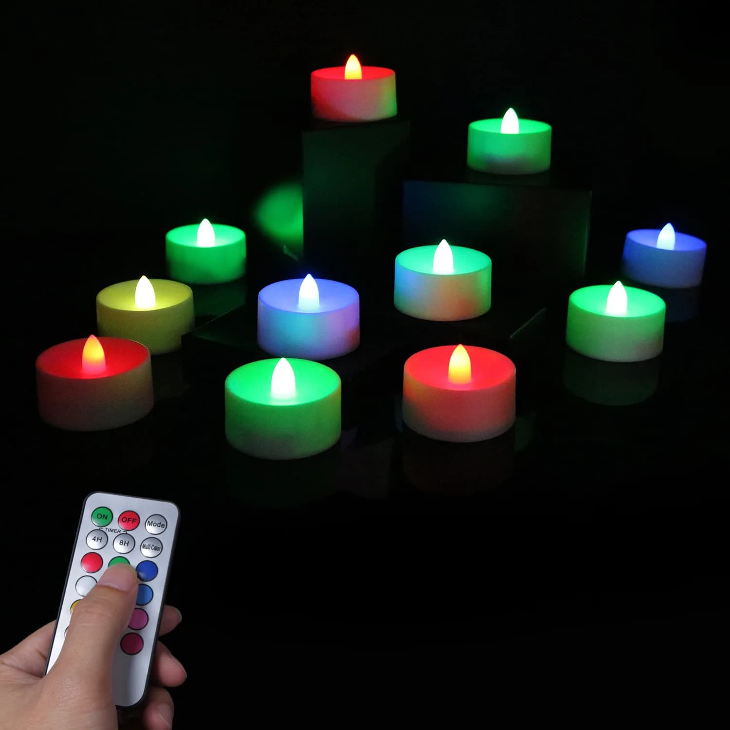 Flammenlose LED-Kerzen, farbwechselnde LED-Teelichter, Fernbedienung und Timer, Atmosphärenlampe für Camping, Partys und Veranstaltungen im Freien,