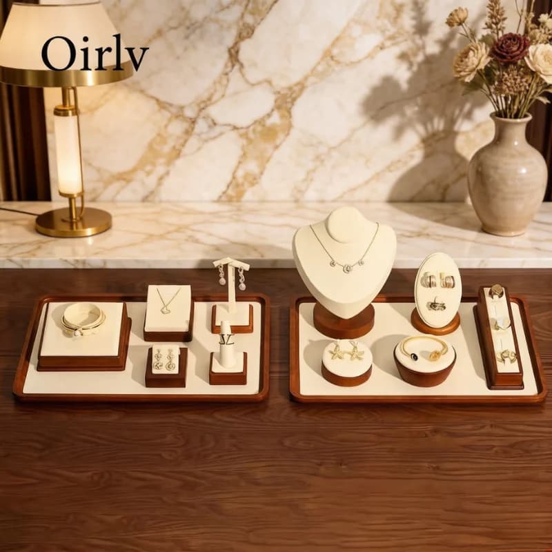 Oirlv Massivholz Schmuck Tablett Armband Ring Display Requisiten Sets Schmuck Organizer Halter Halskette Display Stand Schmuck Platte