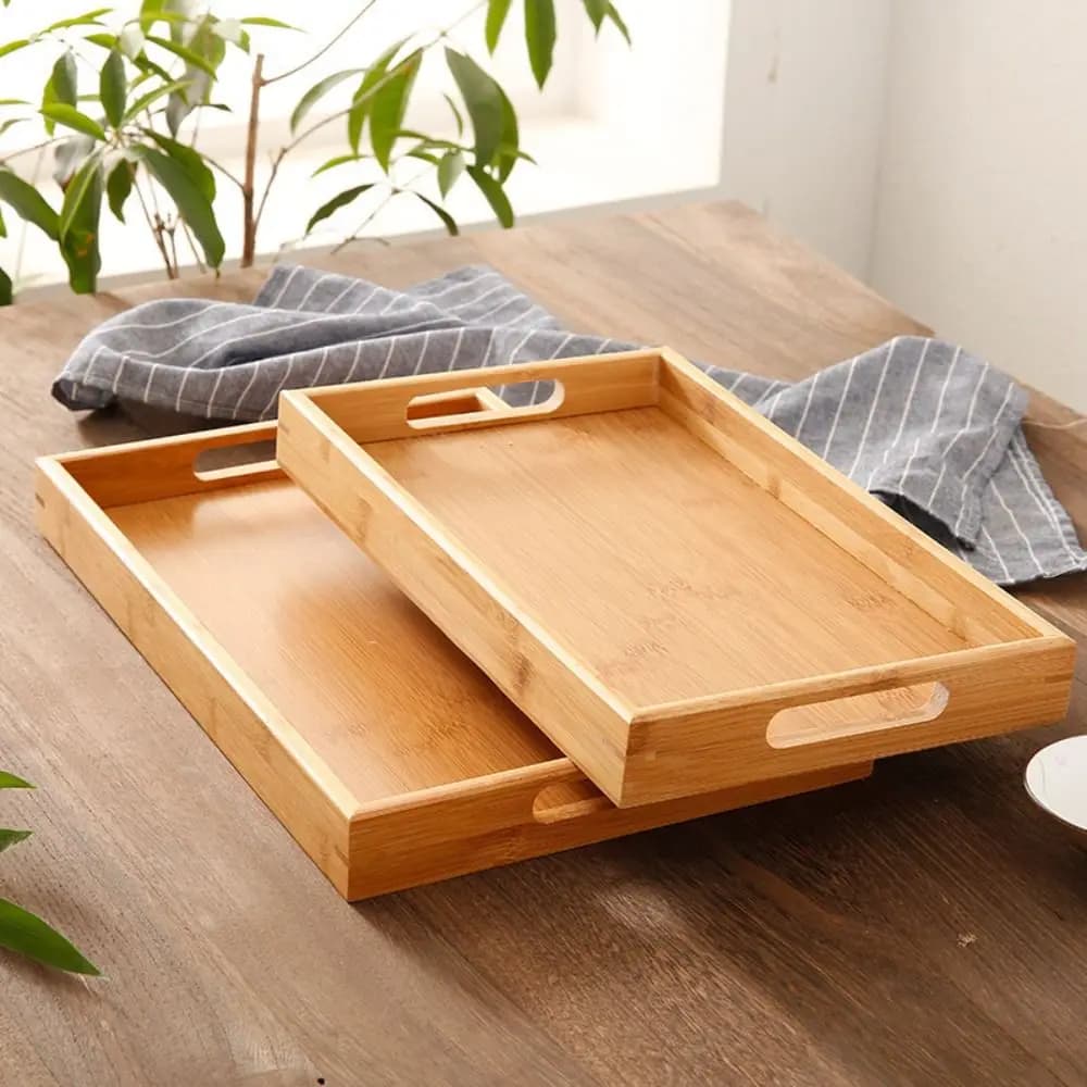 Retro Rechteckige Ablage haushalt Bambus Tee Tablett Massivholz Wasser Tasse Platte Hause Küche Liefert