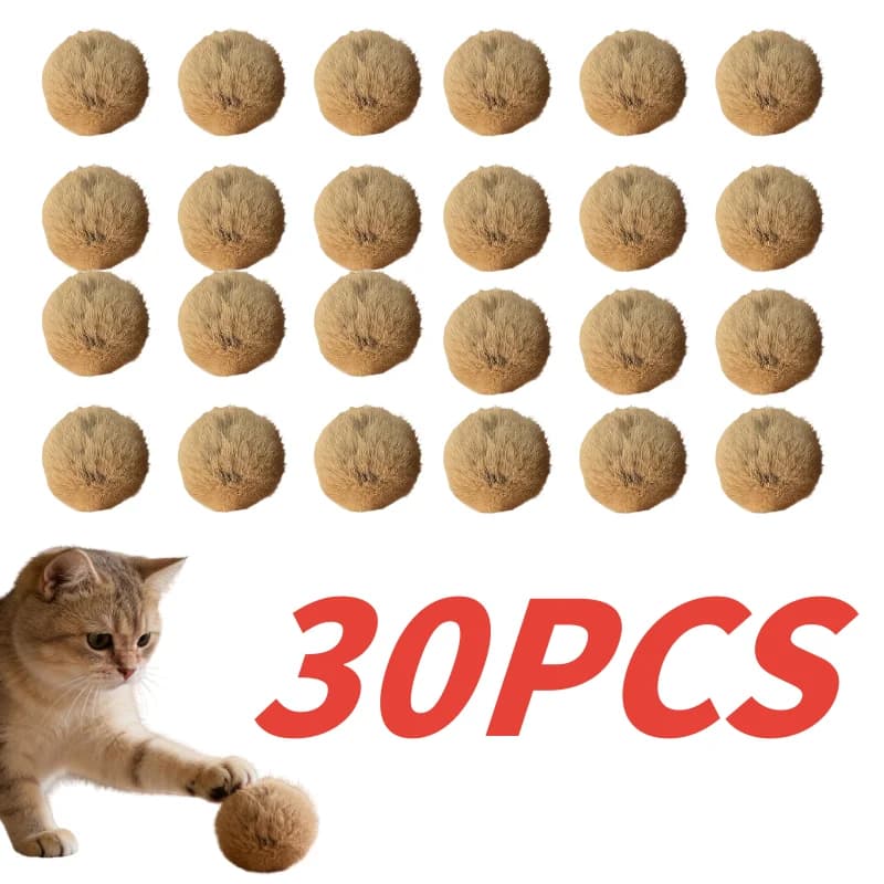 Katzenspielzeug Kaninchenfell-Ball 6/12/30 Stück Katzen-Teaser-Stab Duft-Angereicherung Scherzartikel Katzenspielzeug zur Stimulierung Trick-Spiel