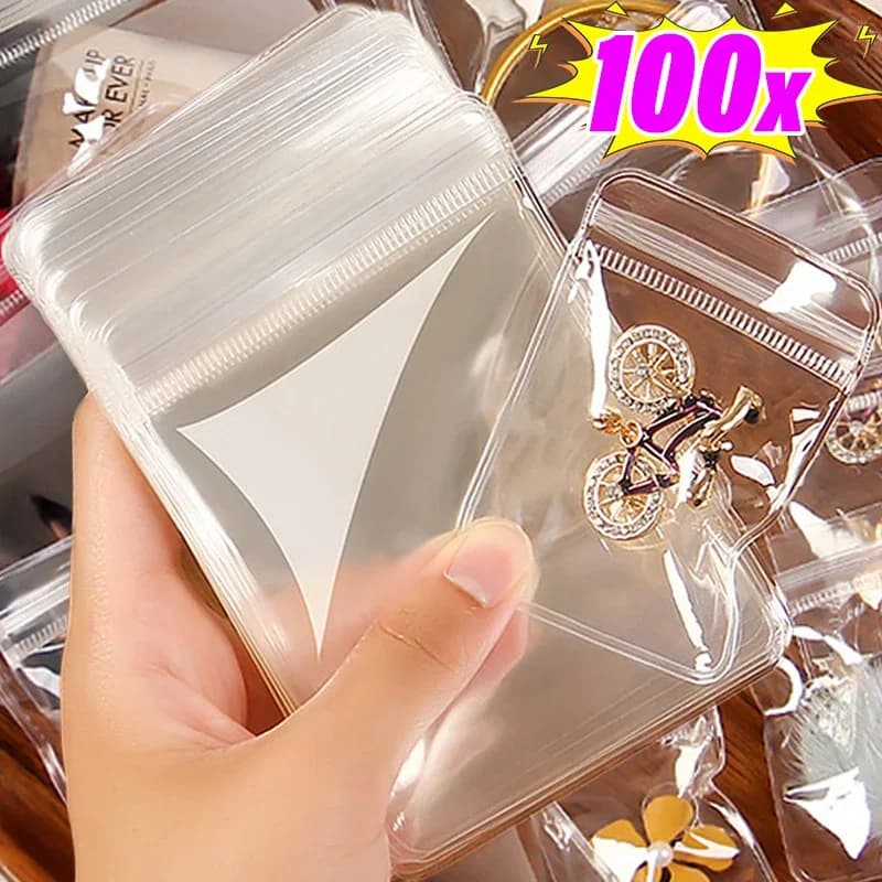 Transparente, selbstdichtende Schmuck-Aufbewahrungsbeutel für Ringe, Ohrringe, Halsketten, Anti-Oxidations-Verpackungsbeutel, Organizer-Tasche,