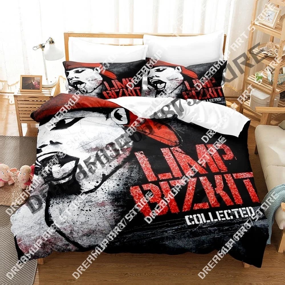 3D-Druck 2025, Limp Bizkit Bettwäsche-Set, Einzelbett, Doppelbett, Queen-Size-Bett, Bettwäsche-Set für Erwachsene und Kinder, Schlafzimmer,