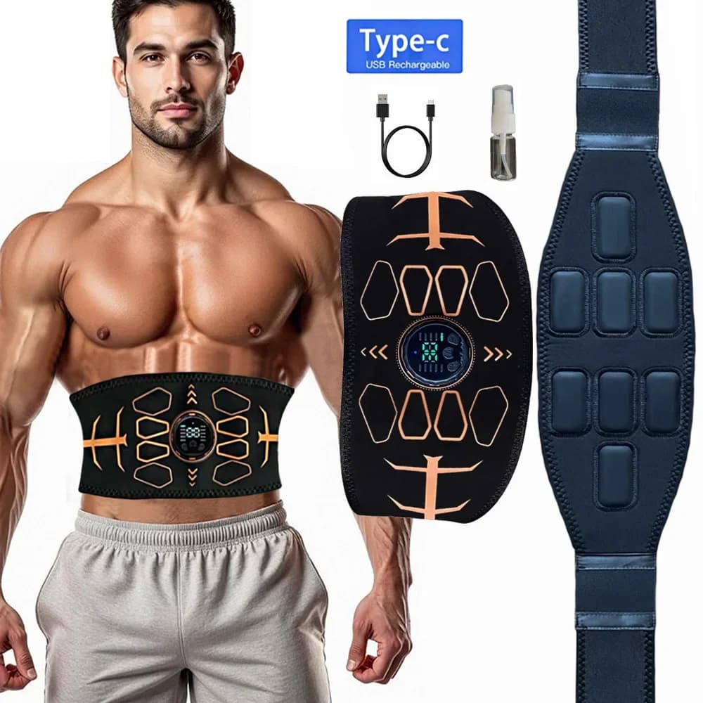 Muskeltrainer Intelligenter Bauchmuskel-Gürtel EMS Muskelstimulator Bauchtrainer USB-Aufladung Körpermassagegerät Gewichtsreduktion Fitnessgerät