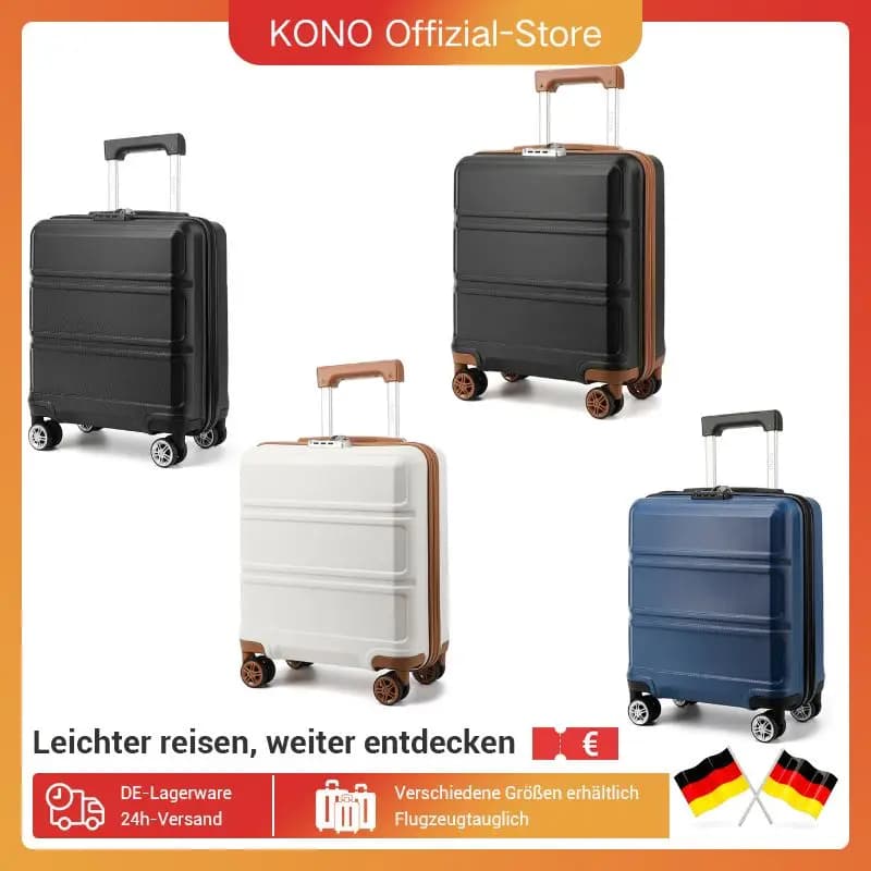 KONO Handgepäck-Koffer 45x36x20 cm – Leichter Hartschalenkoffer mit 4 Rollen & TSA-Schloss, Easyjet-tauglich