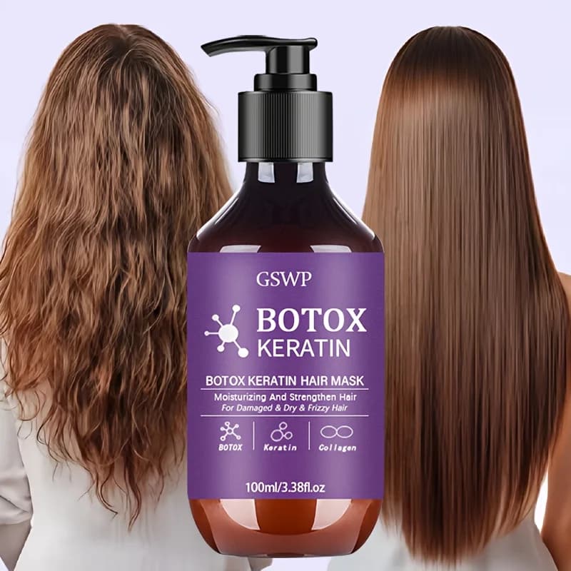 GSWP Botox Keratin Haarmaske, spendet Feuchtigkeit und stärkt geschädigtes Haar, reduziert Frizz, Spliss und Verfilzungen. 100ml/200ml.