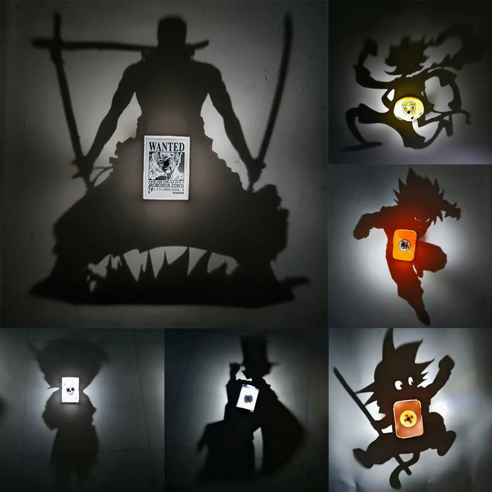 LED Anime Schattenprojektionslampe Kreative Silhouetten-Nachtlicht Raumdekoration Atmosphärenlampe Geschenk für Anime-Fans Schlafzimmer Party-Deko