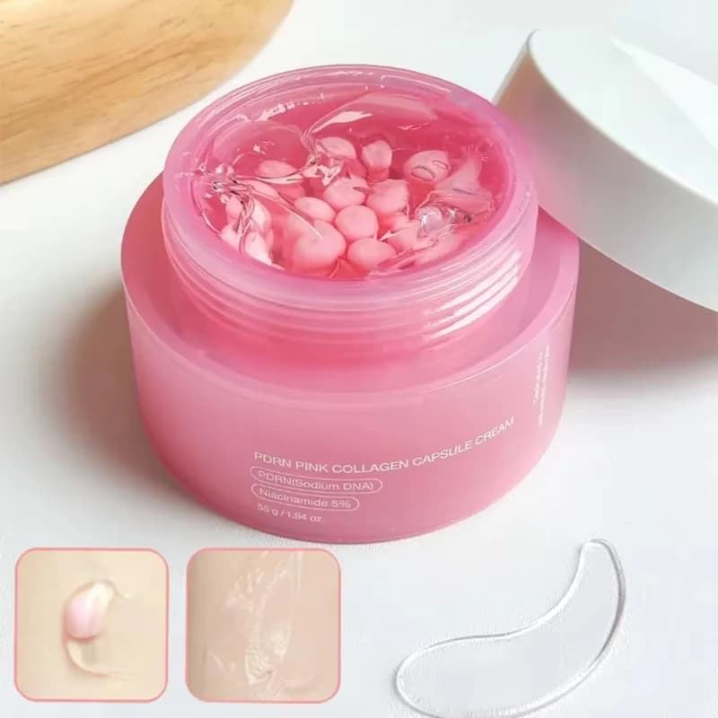 Koreanische PDRN Pink Collagen Kapselcreme mit Niacinamid-Creme für ungleichmäßigen Hautton, leichte Gesichtsfeuchtigkeitspflege, nicht fettend.
