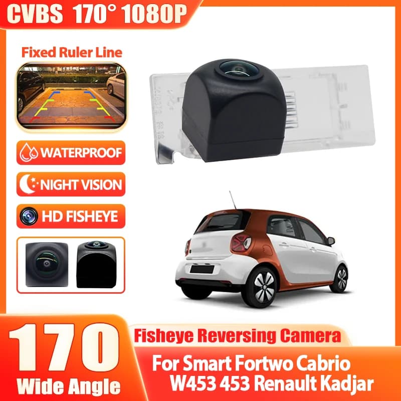 Rückfahrkamera für Smart Fortwo Cabrio W453 453 Renault Kadjar Nachtsicht Fisheye Objektiv Backup Reverse Kamera HD 1080P 170 °