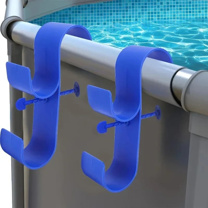 Pool Mast Kleiderbügel Pool Deck Zubehör mit Doppelhaken Pool Skimmer Haken Pool Skimmer Haken Teleskop verstellbare Zaun haken