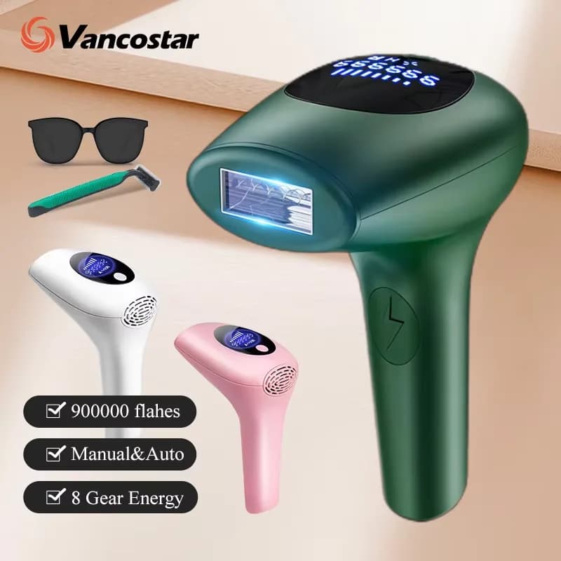 Vancostar Tragbares Laser-Haarentfernungs-Handset 900000   Blinkt schmerzloses, dauerhaftes Haarentfernen für Frauen zu Hause, IPL-Epilierer